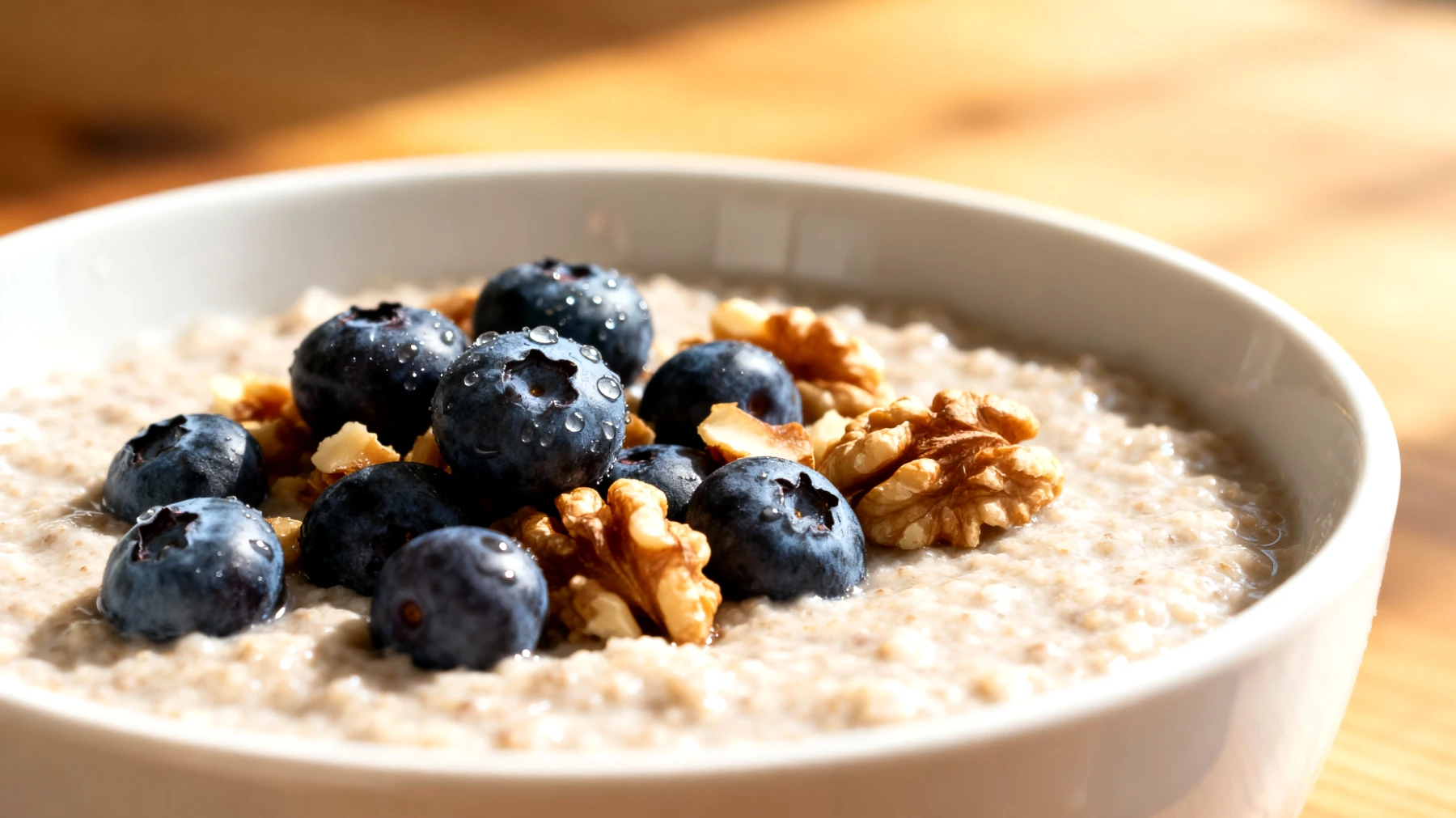 Amaranth-Porridge mit Walnüssen und Blaubeeren"